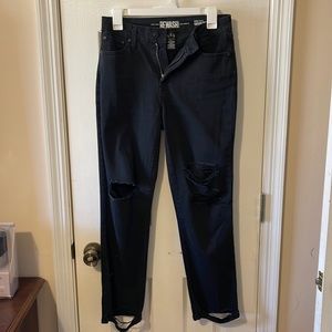 REWASH SIZE 5 distressed black jeans worn once